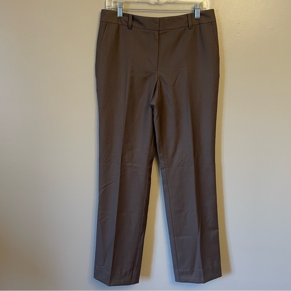 Ann Taylor Signature Women's 4 Wool Blend Wide Straight Leg Dress Pants brown